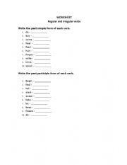 English Worksheet: Past simple and partciple