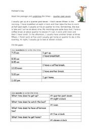 English Worksheet: Michael daily routine