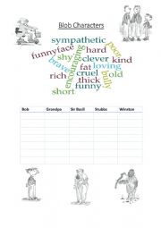 English Worksheet: Blob by David Walliams Character Sorting Worksheet