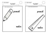 English Worksheet: kindergarden pencil and ruler