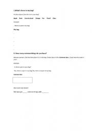English Worksheet: In my bag 
