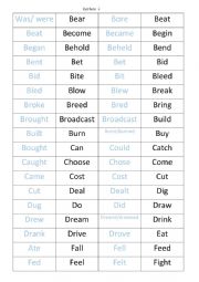 Simple Past of irregular verbs Dominoes