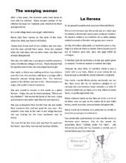 English Worksheet: The weeping woman reading