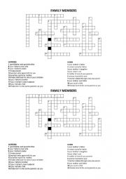 English Worksheet: Family members crossword