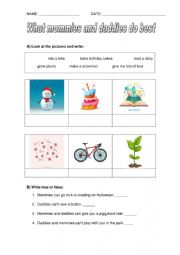 English Worksheet: What mommies and daddies do best
