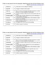 English Worksheet: Matching Activity-Phrasal verbs of environmental problems