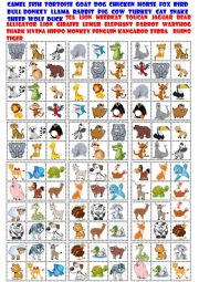 English Worksheet: Bingo Animals