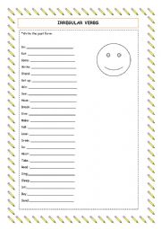 English Worksheet: irregular verbs: writing the past form.