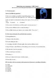 English Worksheet: Memory - listening comprehension from BBC 6min 
