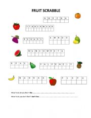 English Worksheet: Fruit scrabble