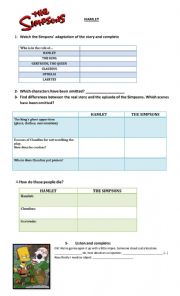 English Worksheet: Hamlet vs The Simpsons