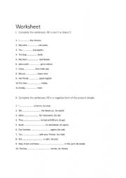 English Worksheet: present simple negative form