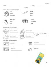 English Worksheet: SCHOOL OBJECTS