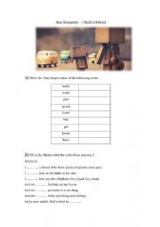 English Worksheet: Alec Benjamin  I Built a Friend (The Past Simple Song)