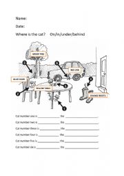 English Worksheet: IN-ON-UNDER-BEHIND