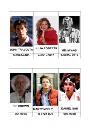 English Worksheet: Celebrities PHONE NUMBERS