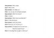 English Worksheet: At the shop _ dialogue correction