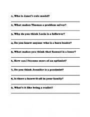 English Worksheet: Personality traits activity