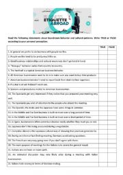 English Worksheet: Business Etiquette and cultural Awareness in boardrooms