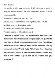 English Worksheet: Daily Routine
