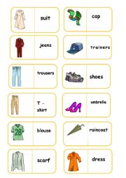 English Worksheet: clothes domino