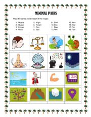 English Worksheet: MINIMAL PAIRS