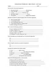 Worksheet Writing practice - Present progressive Simple present Can/Cant