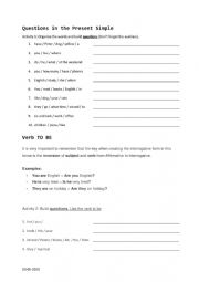 English Worksheet: Questions - Present Simple