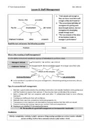 Lesson 8 - Staff management ( 4th form)