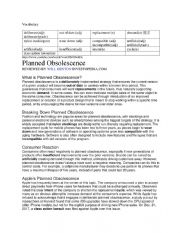 English Worksheet: High School Lesson on Planned Obsolescence