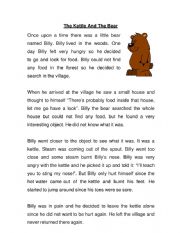 Reading Comprehension - The Kettle and the Bear