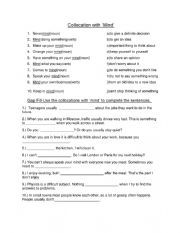 English Worksheet: Expressions with mind (matching and discussion questions)