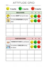 English Worksheet: Self-assessment grid
