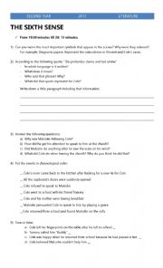 English Worksheet: Sixth Sense Guide 1 to the movie 