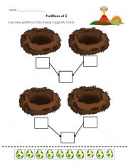 English Worksheet: Dinosaur partitions of 5