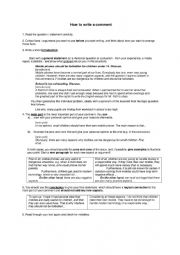 English Worksheet: How to write a comment