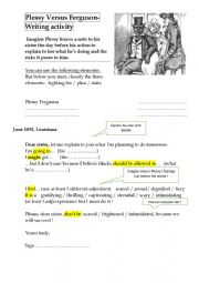 English Worksheet: Plessy Versus Ferguson- Writing activity