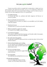 English Worksheet: Are you a green tourist?