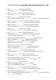 Quantifiers Worksheet