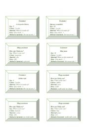 English Worksheet: sopping speaking cards