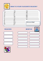 English Worksheet: Months, Seasons and Ordinal Numbers