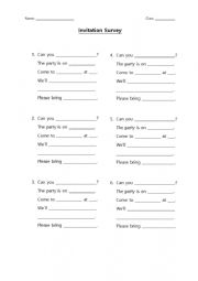 Invitation Survey Worksheet