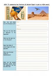 English Worksheet: Ancient Egypt Worksheet