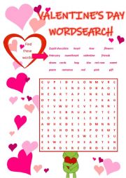 Valentines Day Wordsearch