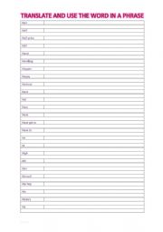 English Worksheet: A2 Vocabulary chart (H)