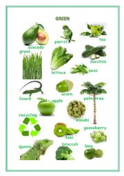 English Worksheet: What is GREEN, WHITE, ORANGE