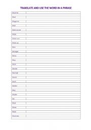 A2 Vocabulary chart (M)