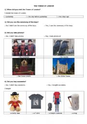 English Worksheet: the Tower of London: use the past