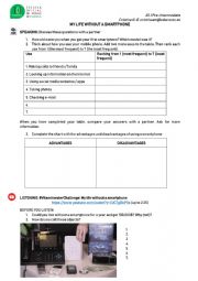 English Worksheet: My life without a smartphone 