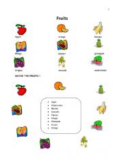 English Worksheet: Fruit